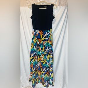 ✨Nine West | Women’s Maxi Dress | Black & Multicolored Geometric Pattern |